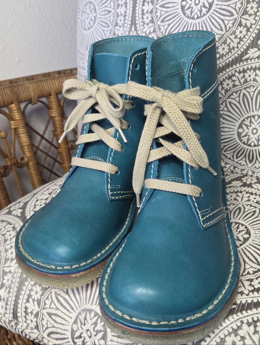 Duckfeet Teal/Blue Leather Boots | LIKE NEW Size 39